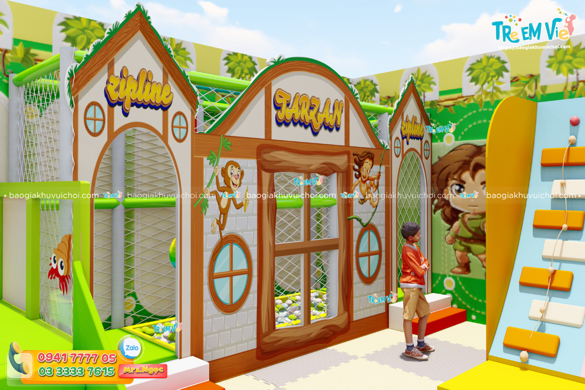 Mẫu Zipline Khu Vui Chơi Trong Nhà Chủ Đề Tarzan