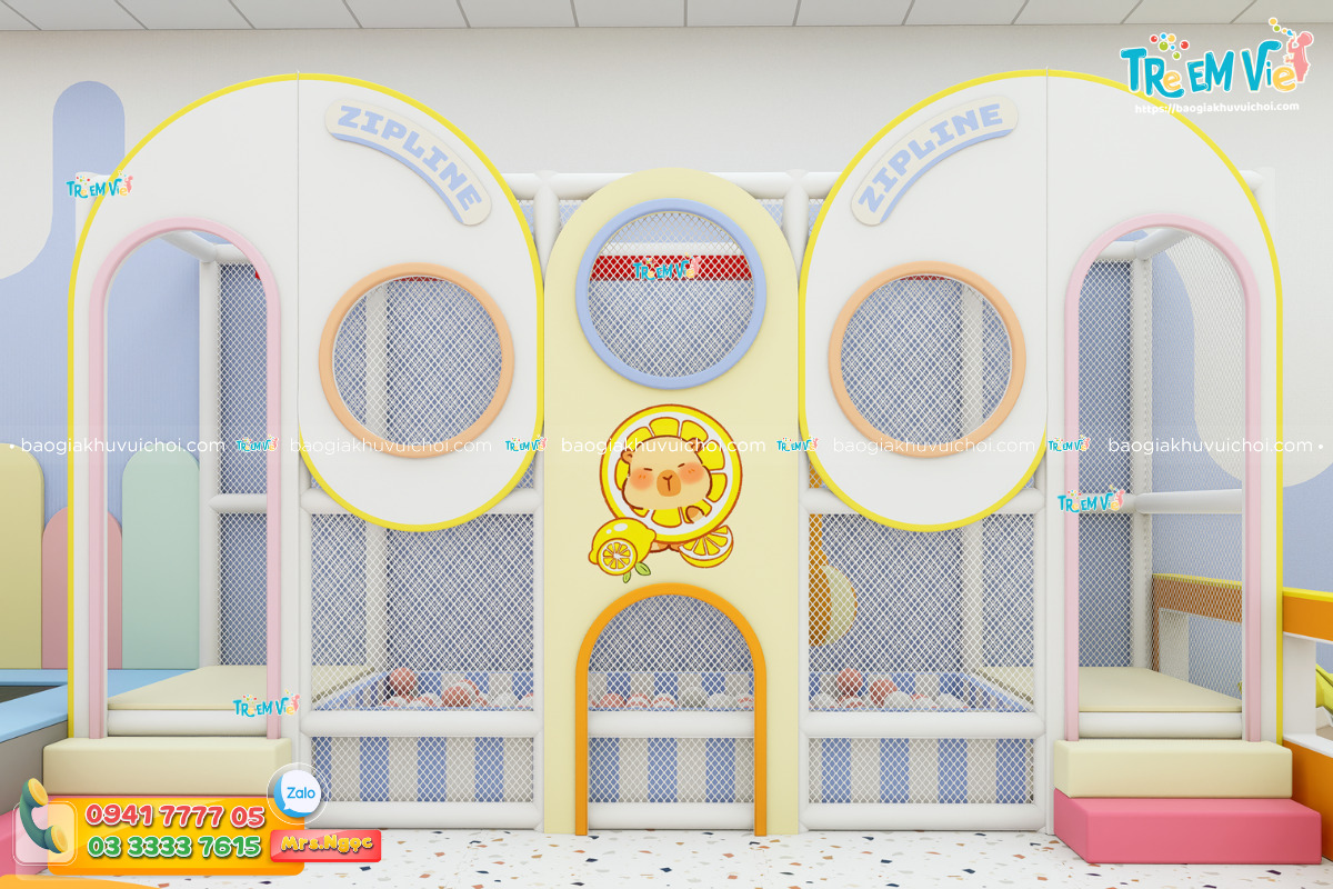 Mẫu Zipline Khu Vui Chơi Trong Nhà Pastel - Capybara