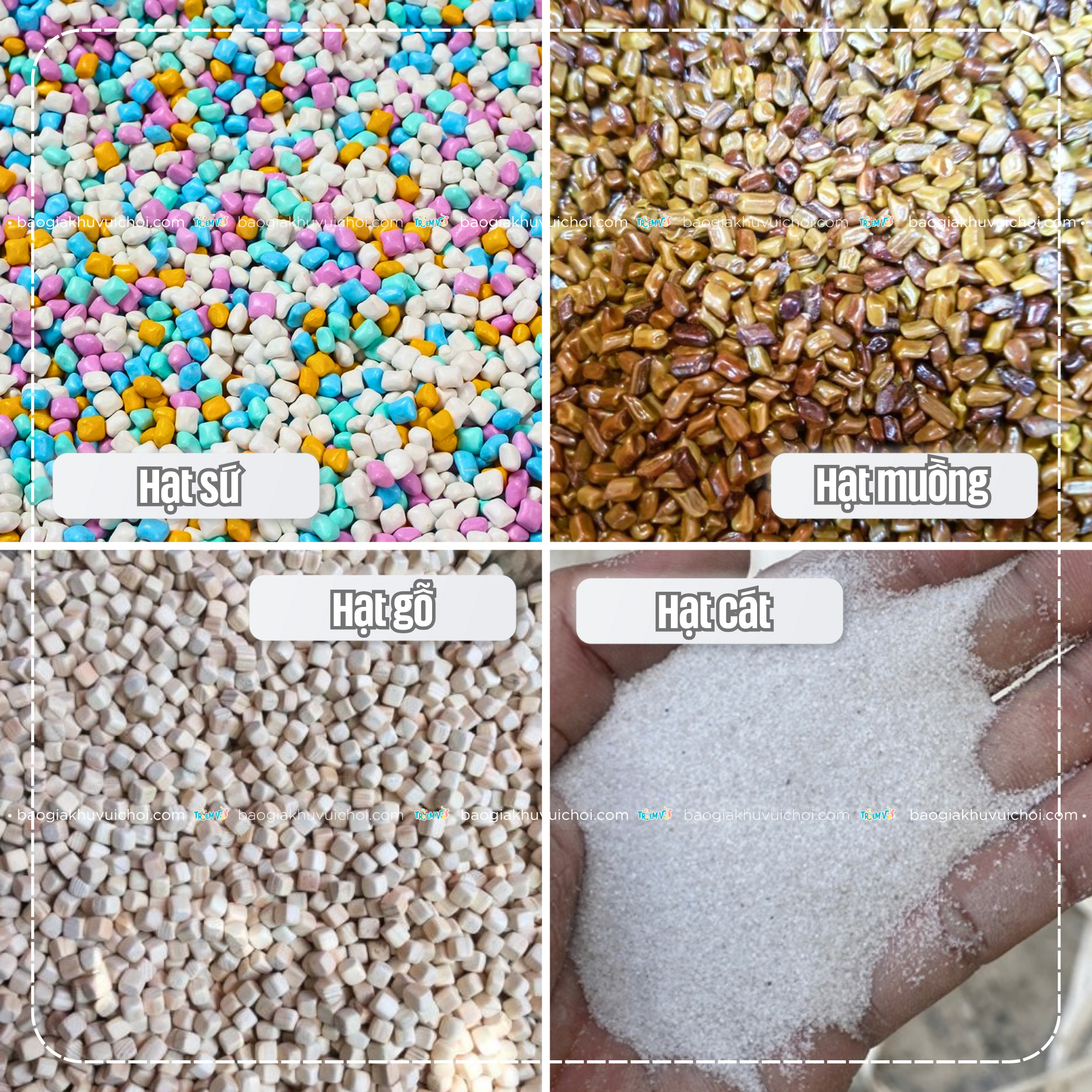 Các loại hạt trong hồ hạt khu vui chơi