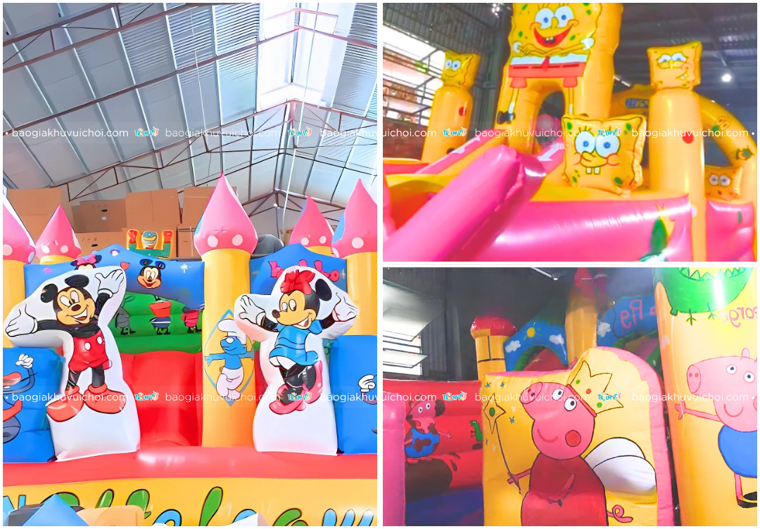 Mẫu nhà hơi nhân vật hoạt hình quen thuộc với các bé