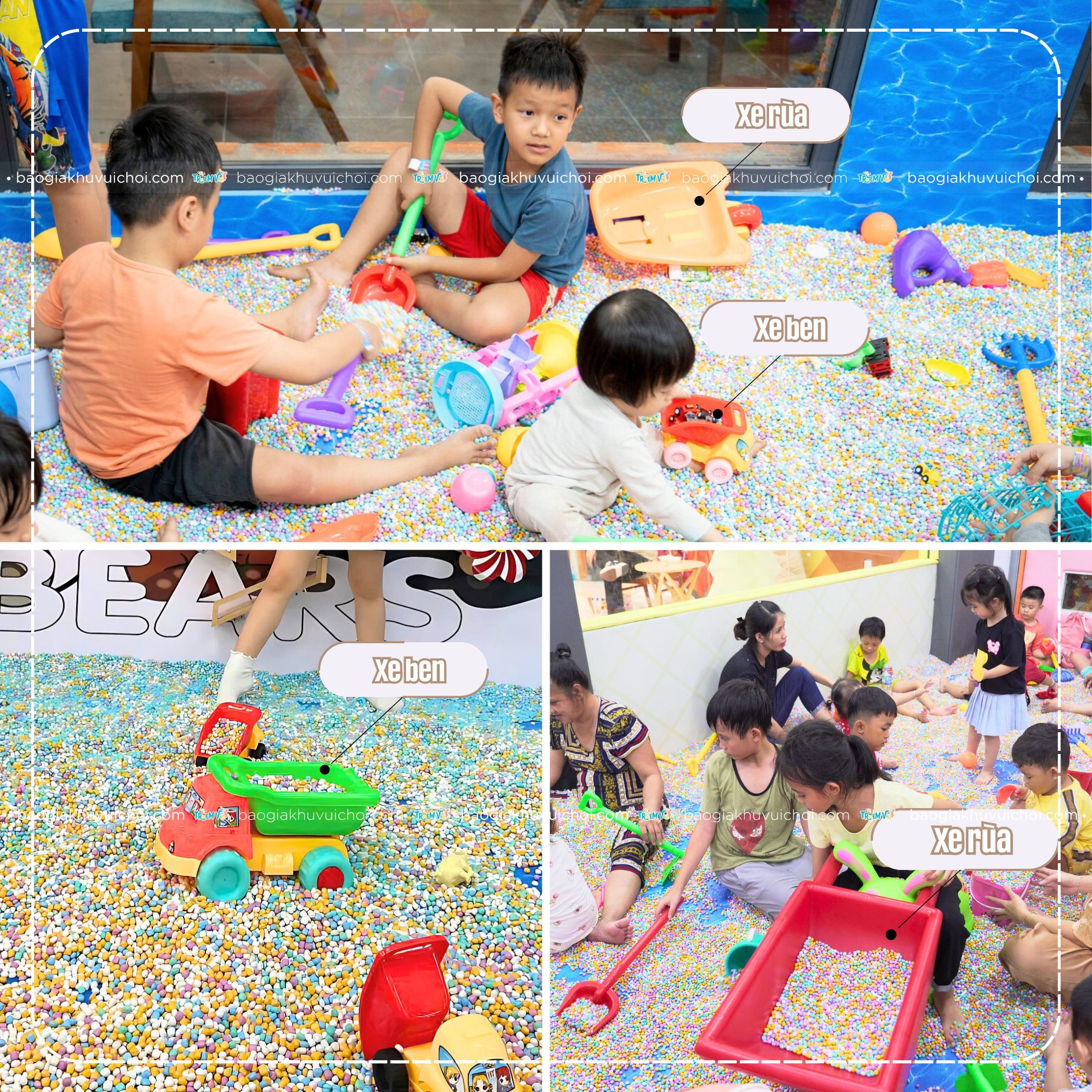 Xe xúc hạt - đồ chơi hồ hạt khu vui chơi