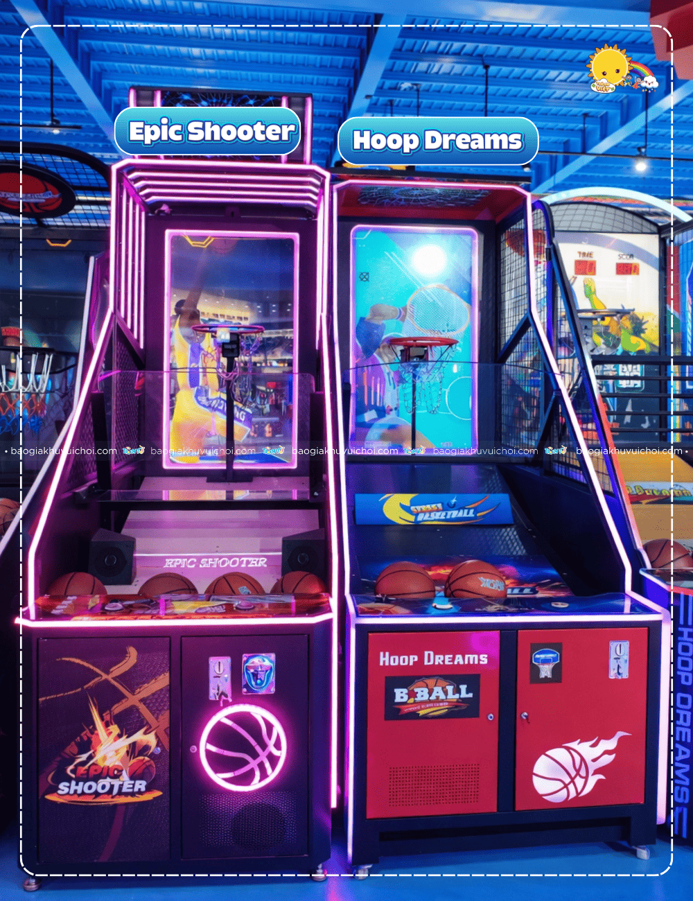 Bộ đôi máy ném bóng rổ hút khách "Epic Shooter" và "Hoop Dreams"