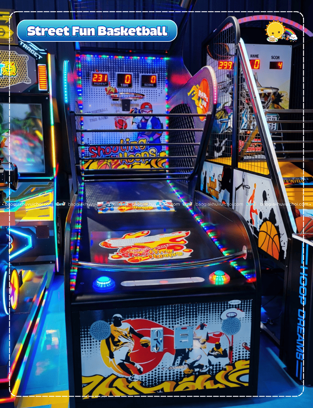 Máy ném bóng rổ "Street Fun Basketball" với thiết kế đèn Led rực rỡ