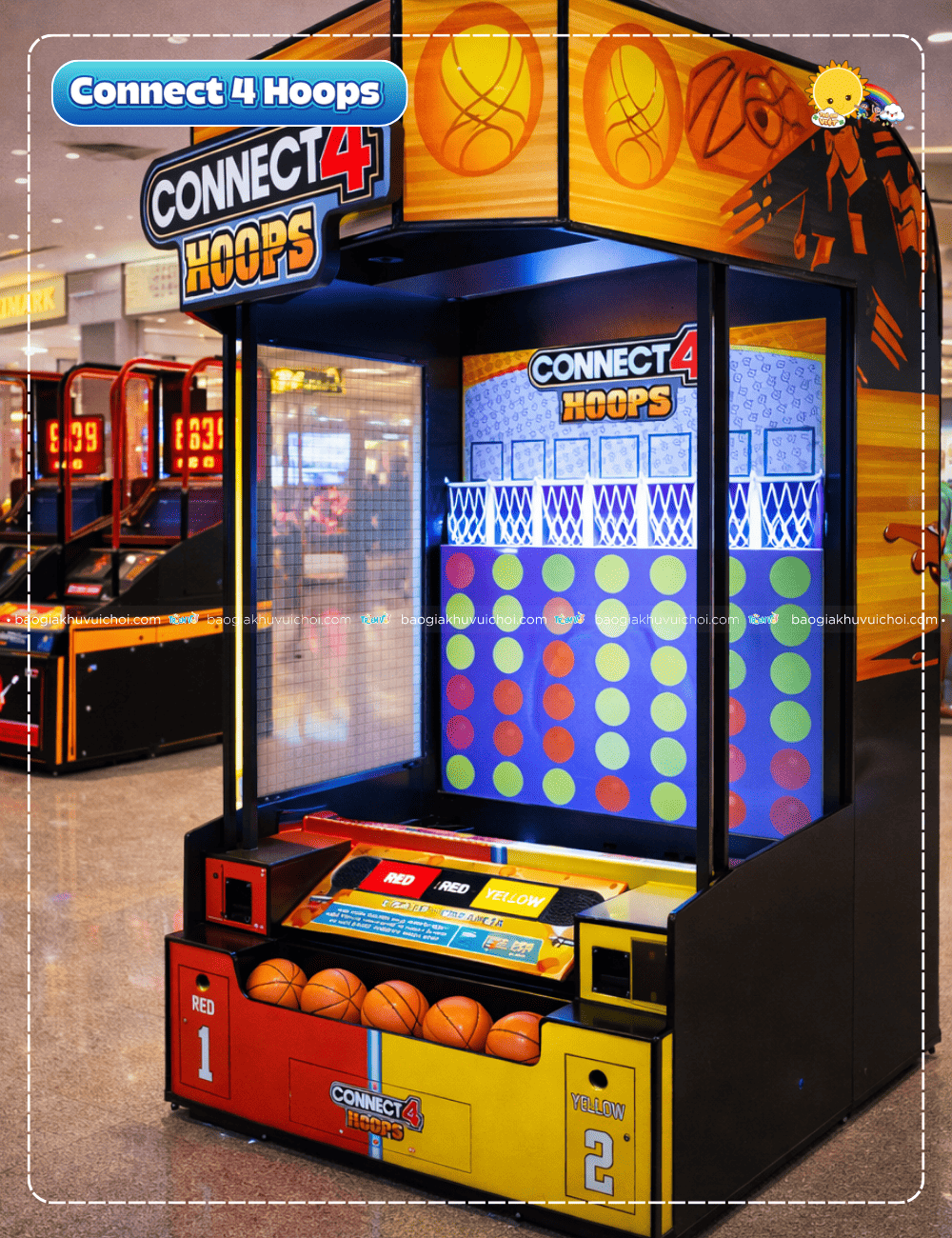Máy game ném bóng rổ Connect 4 Hoops kết hợp chiến thuật độc đáo