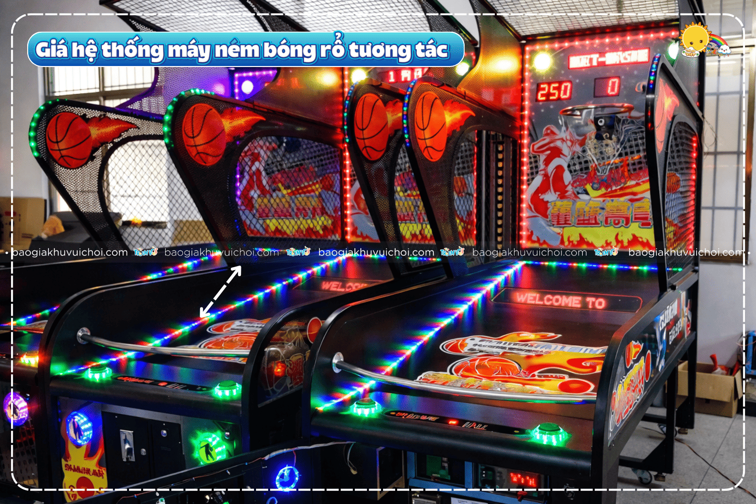 Giá máy game ném bóng rổ tương tác