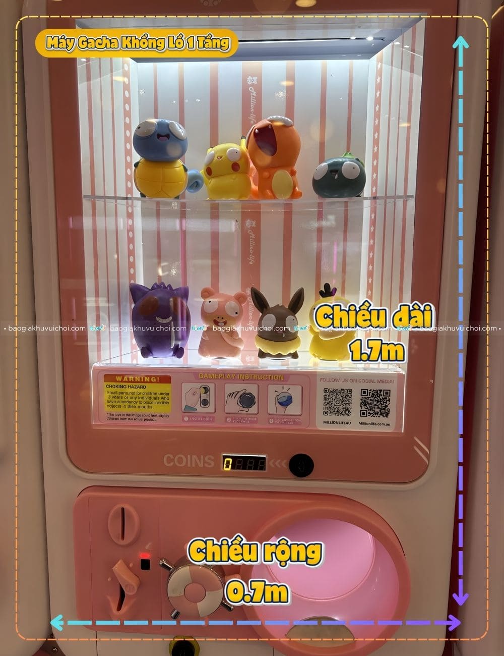 Kích thước máy quay gacha khổng lồ 1 tầng