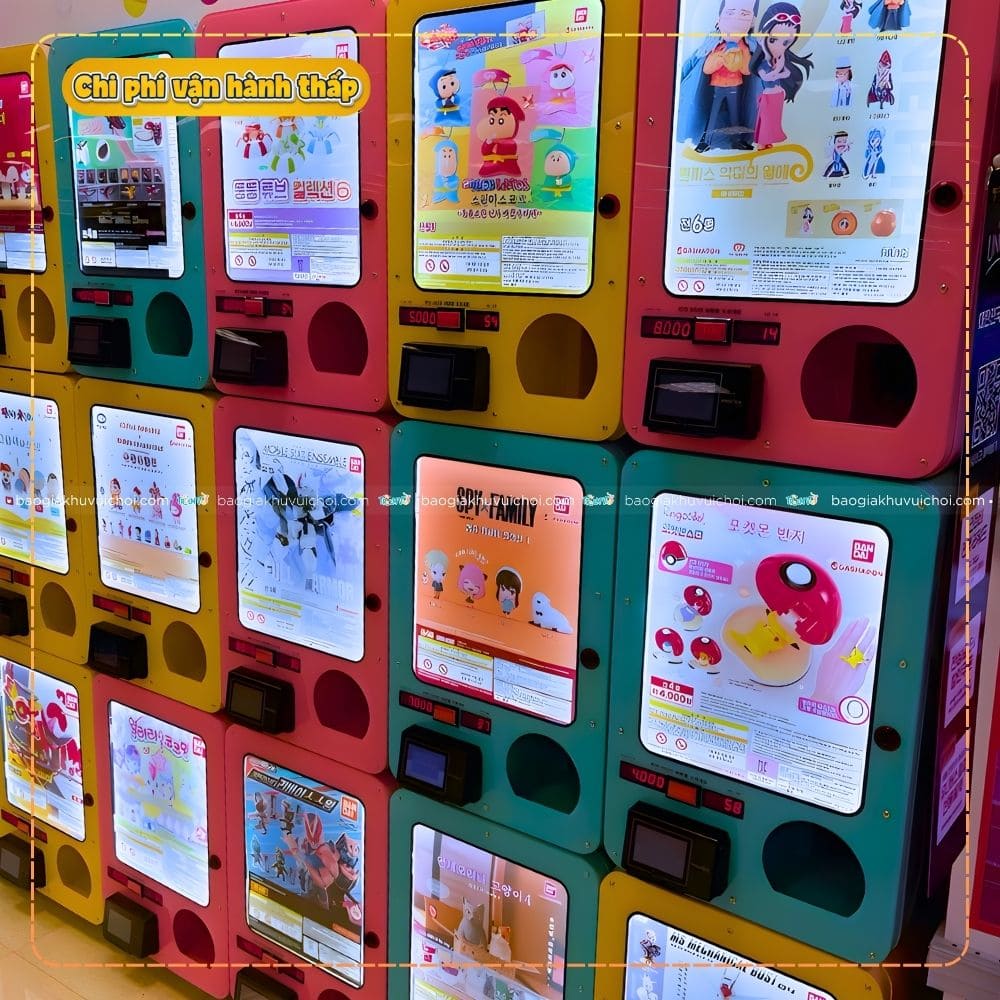 Dàn máy Gacha đa sắc màu với chi phí vận hành thấp