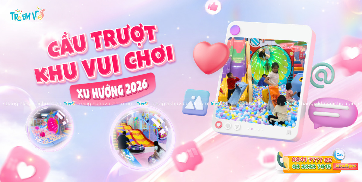 Banner top 4 cầu trượt khu vui chơi trẻ em xu hướng