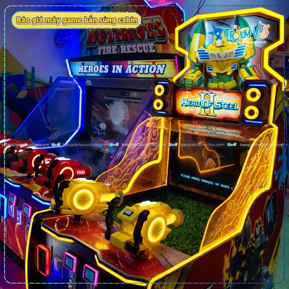 Máy game bắn súng cabin 4 người phù hợp cho nhóm gia đình hoặc nhóm bạn tham gia