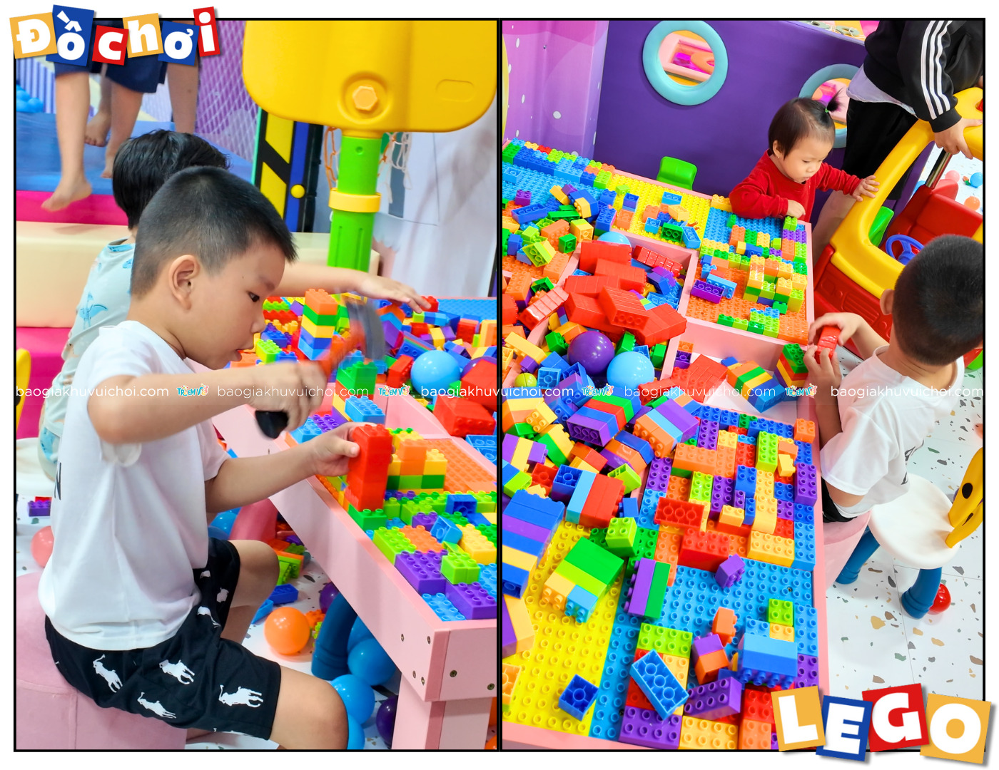 Bàn lắp ráp lego khu vui chơi