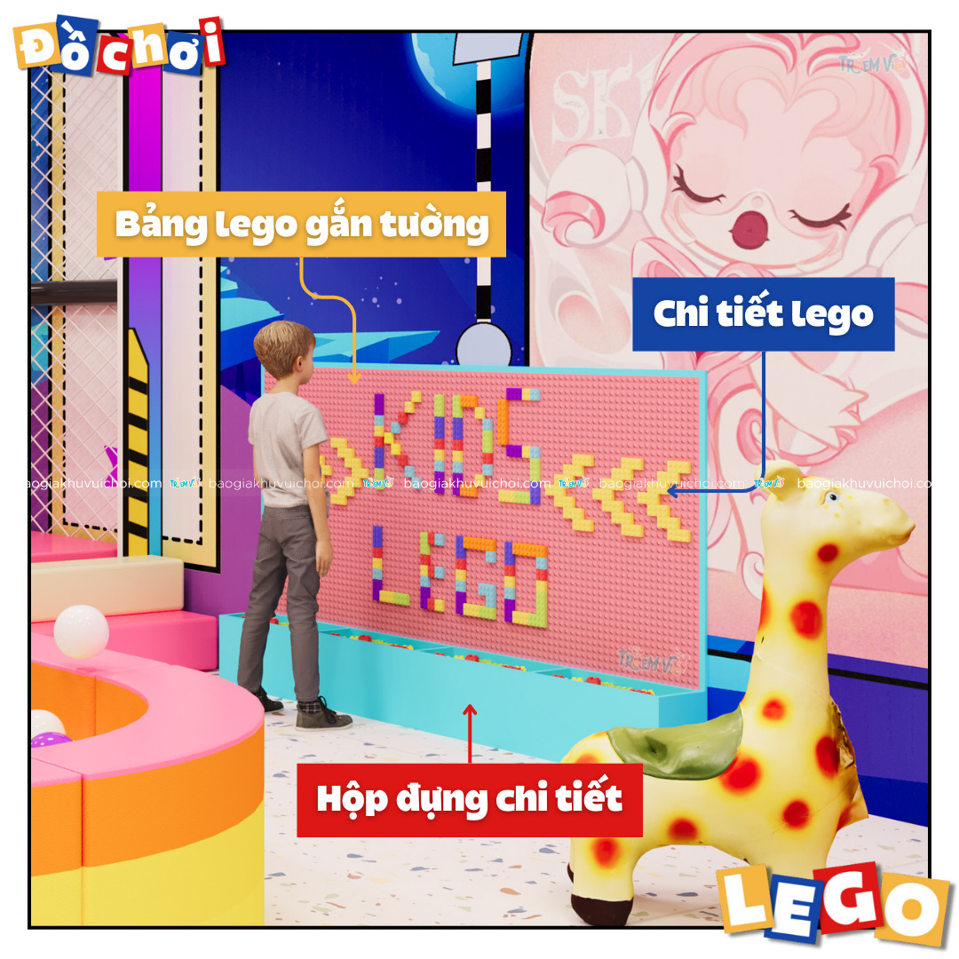 Cấu tạo bảng lego gắn tường khu vui chơi trẻ em