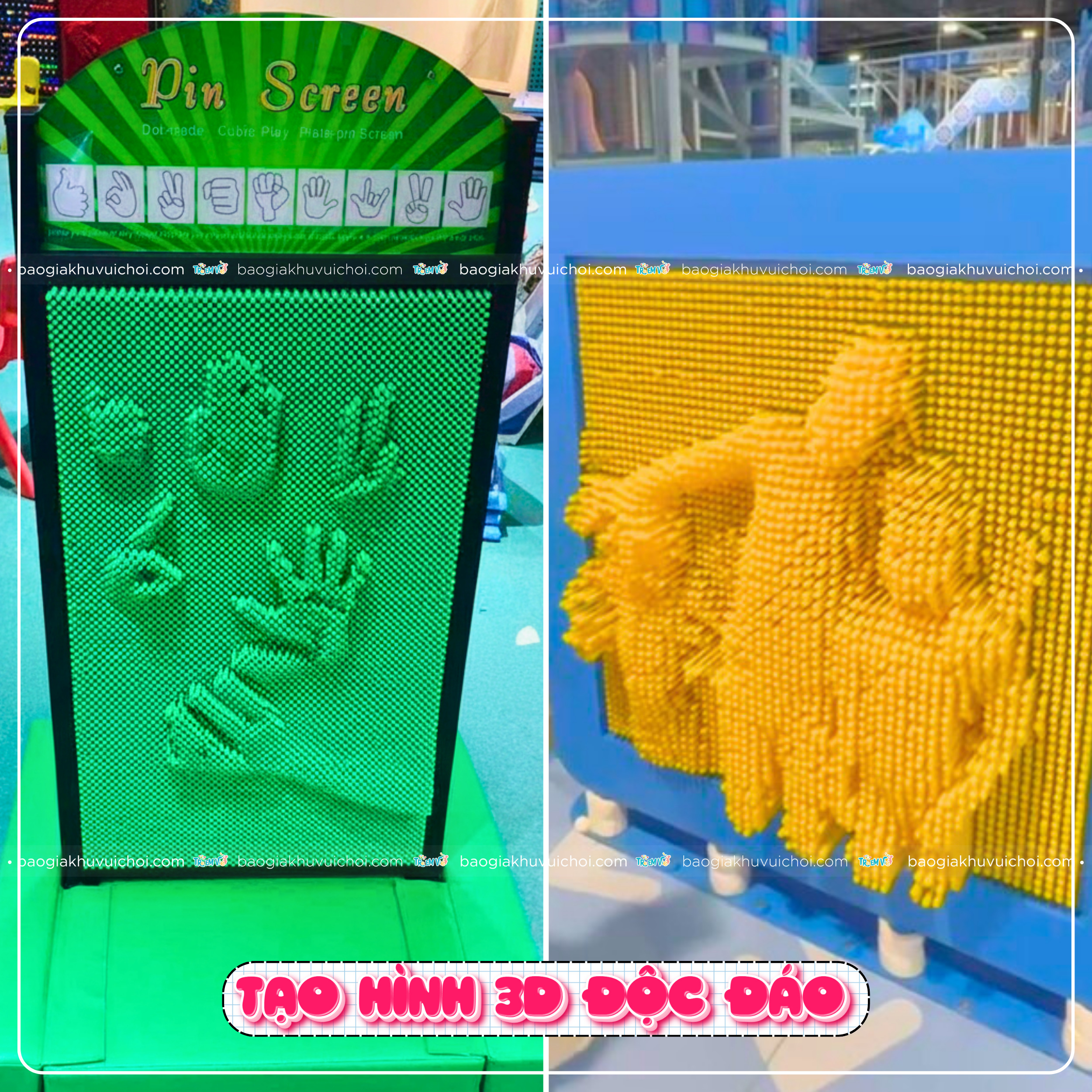 Hiệu ứng tạo hình 3D độc đáo của đồ chơi pinart khu vui chơi