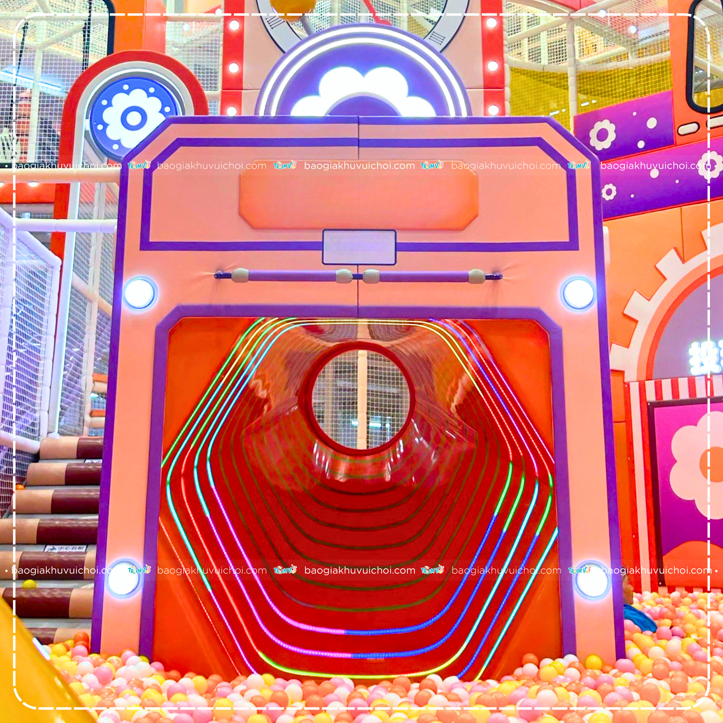 Ống trượt loa khu vui chơi tone cam 