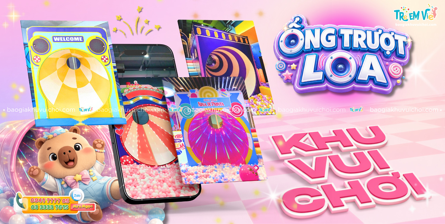 Banner Ống trượt loa khu vui chơi