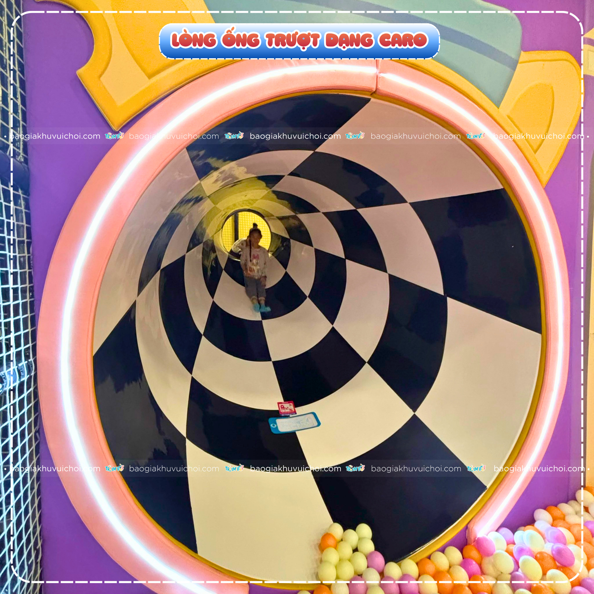 Ống trượt loa khu vui chơi dạng caro