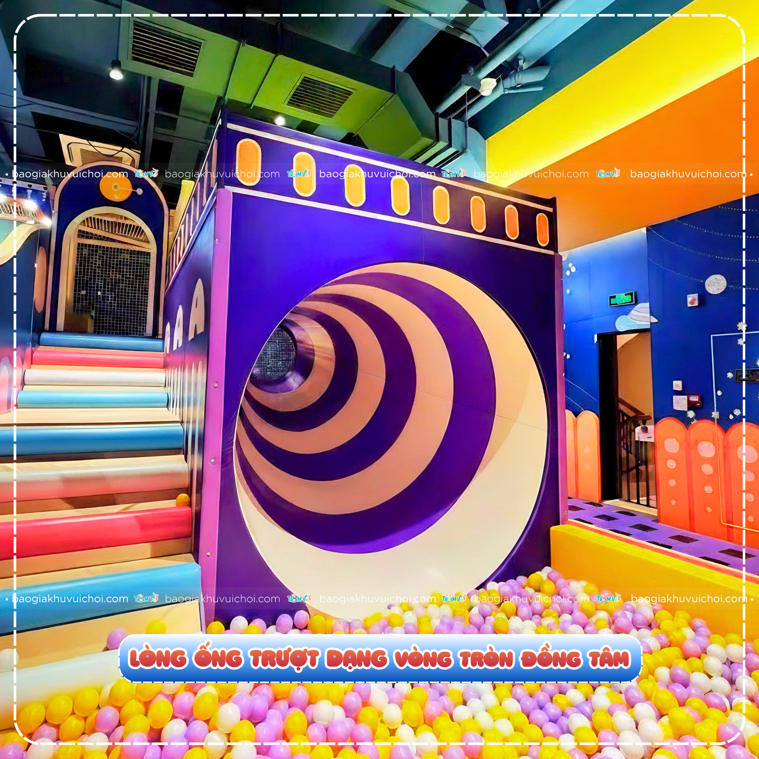 Ống trượt loa khu vui chơi dạng vòng tròn đồng tâm