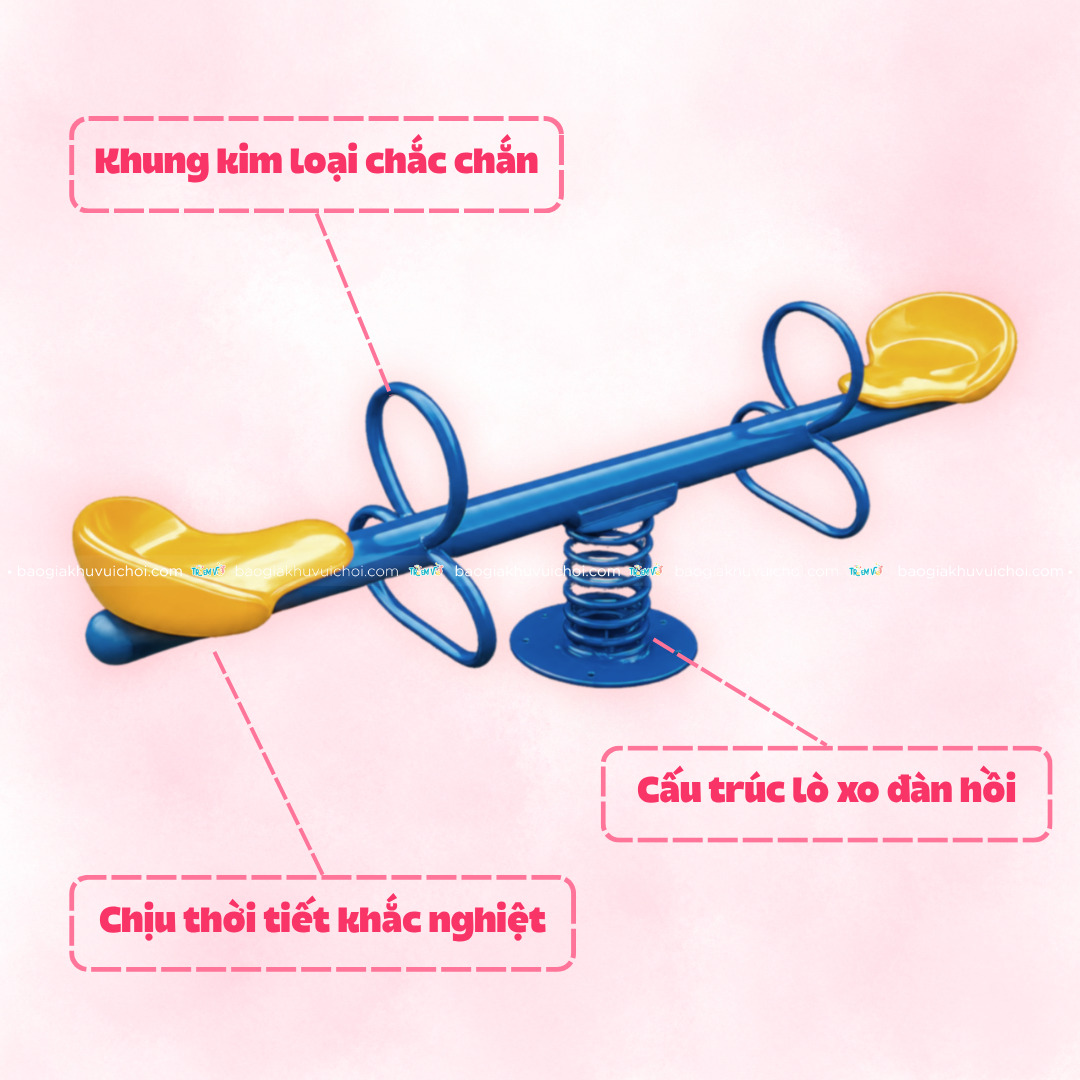 Bập bênh lò xo với vật liệu bền bỉ, phù hợp các khu vui chơi ngoài trời