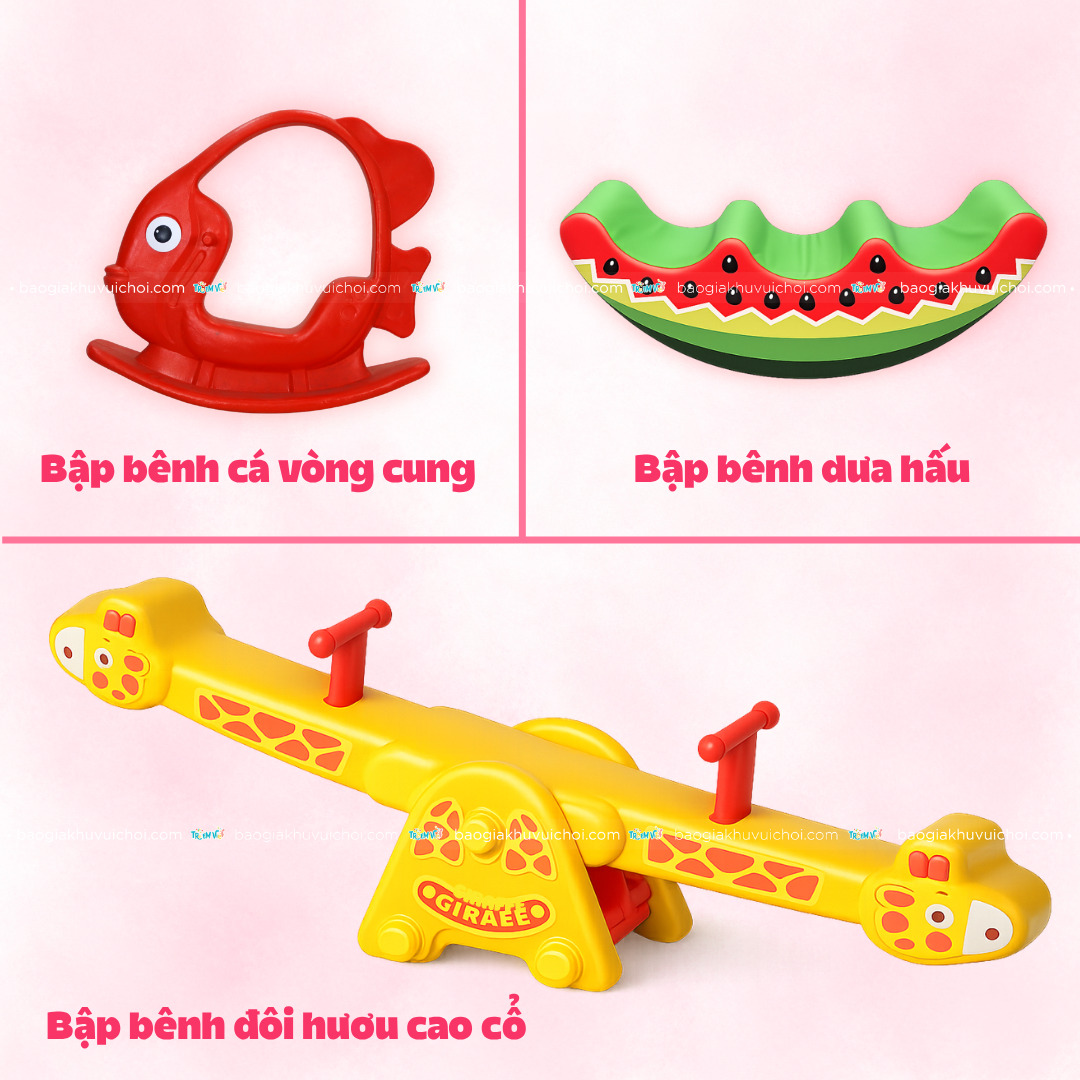 Bập bênh khu vui chơi bằng nhựa với nhiều kiểu dáng khác nhau