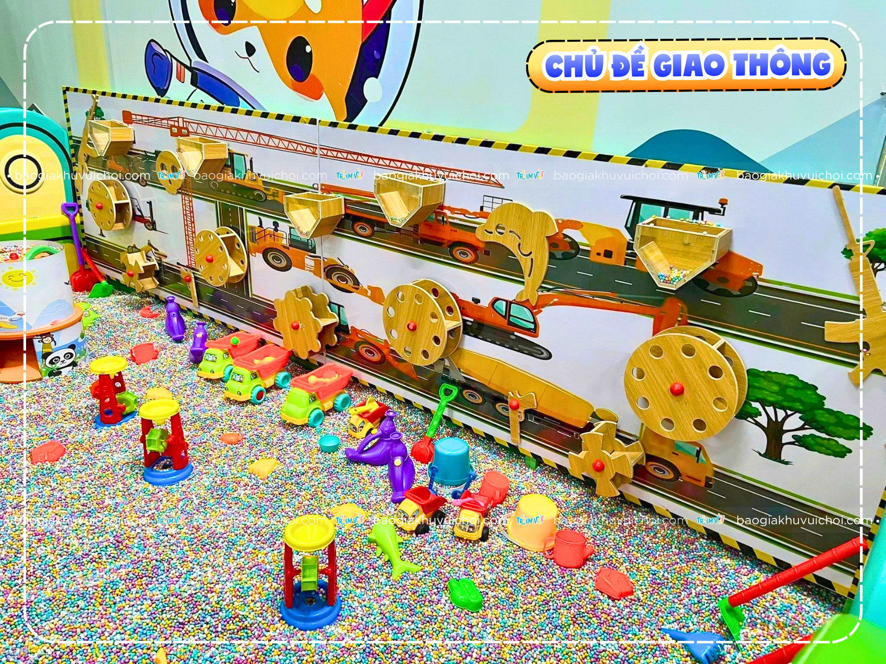 Tấm tường cối xoay hồ hạt chủ đề giao thông