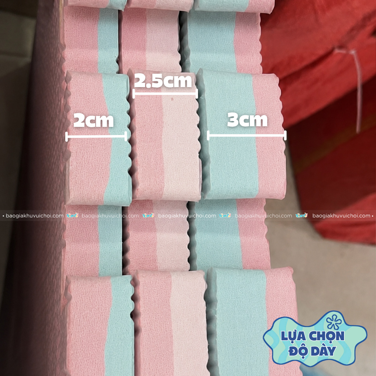 Thảm xốp trải sàn khu vui chơi nên có độ dày từ khoảng 2.5cm trở lên