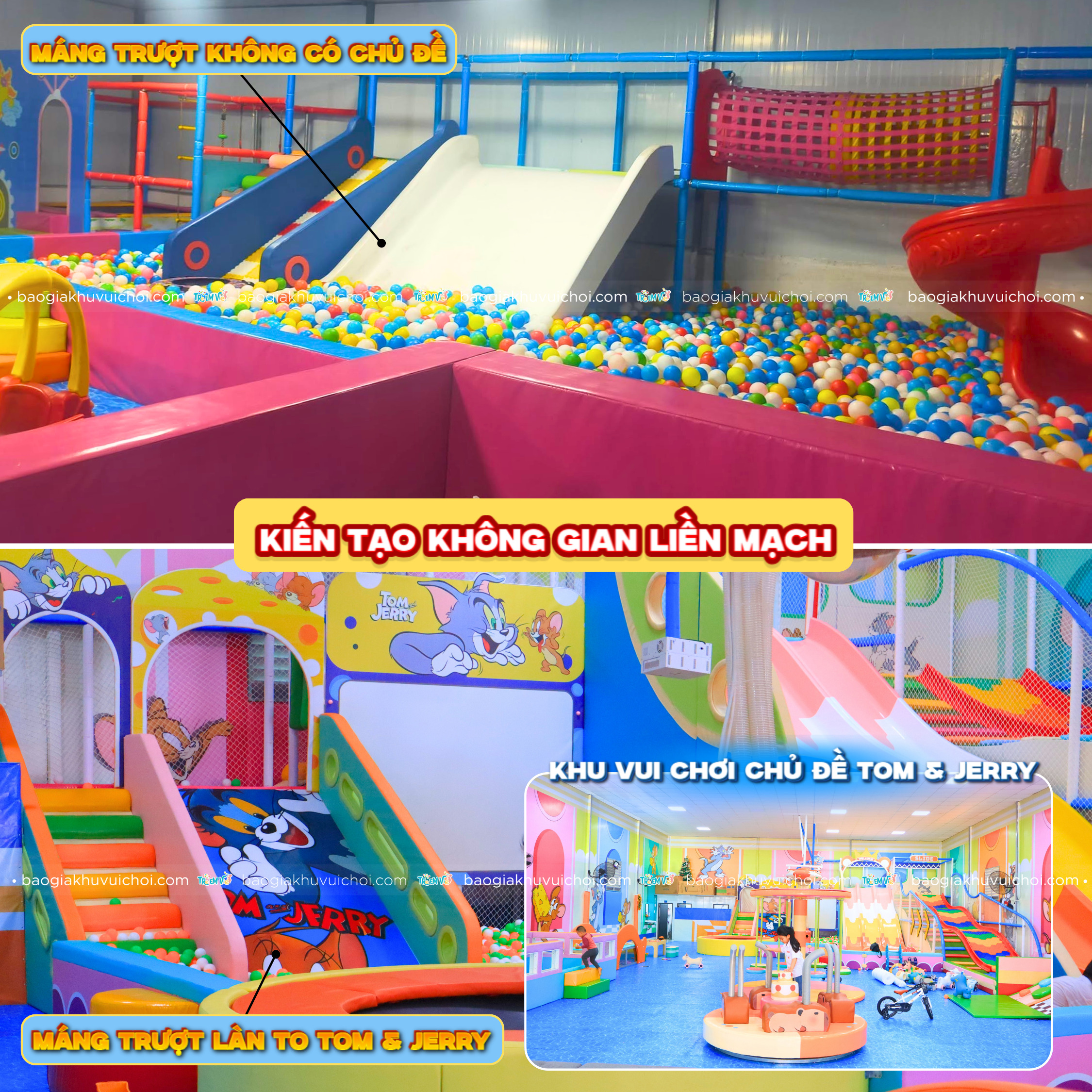 Thiết kế máng trượt làn to đồng bộ chủ đề khu vui chơi giúp kiến tạo không gian liền mạch