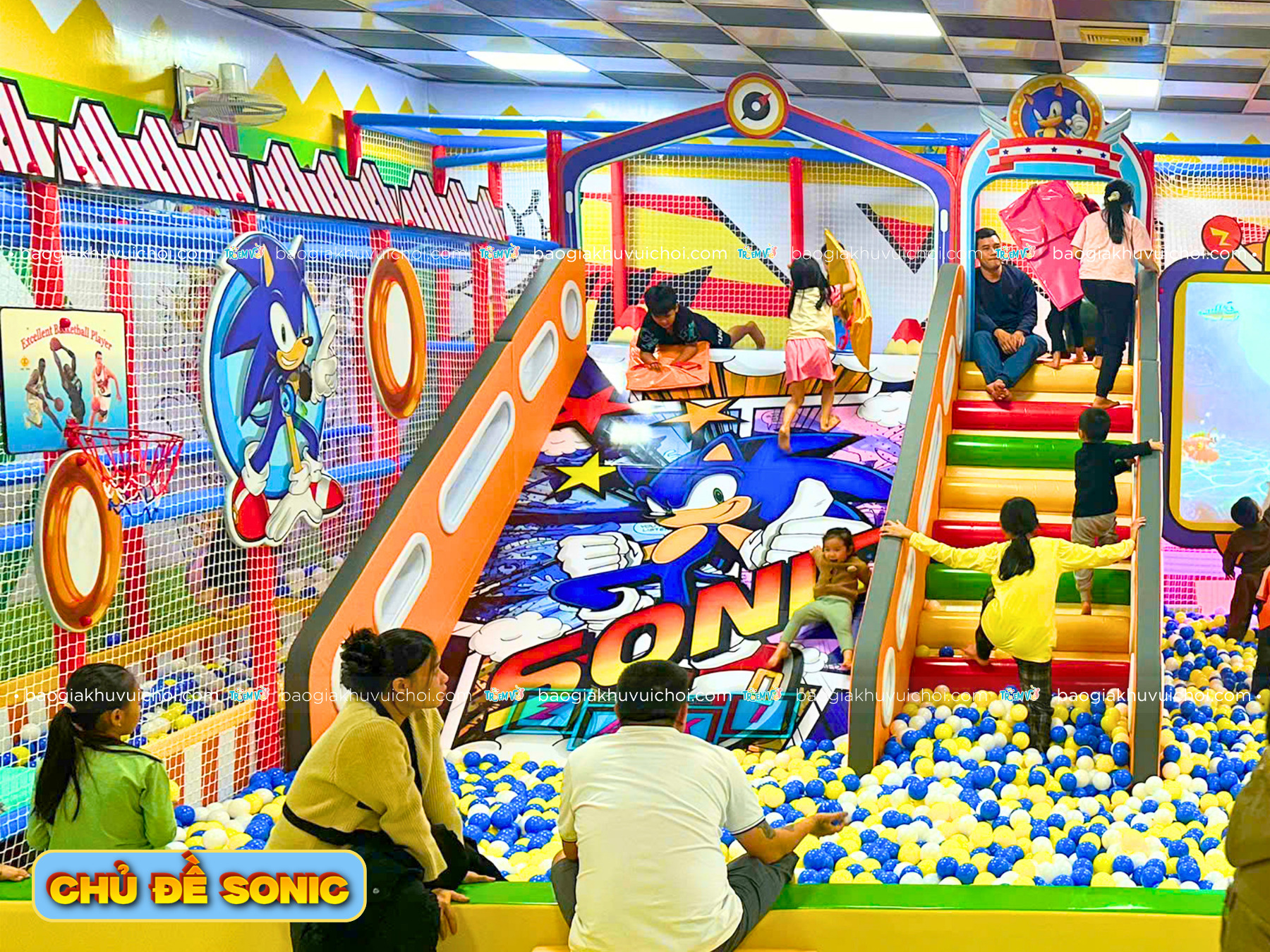 Thiết kế máng trượt làn to chủ đề Sonic