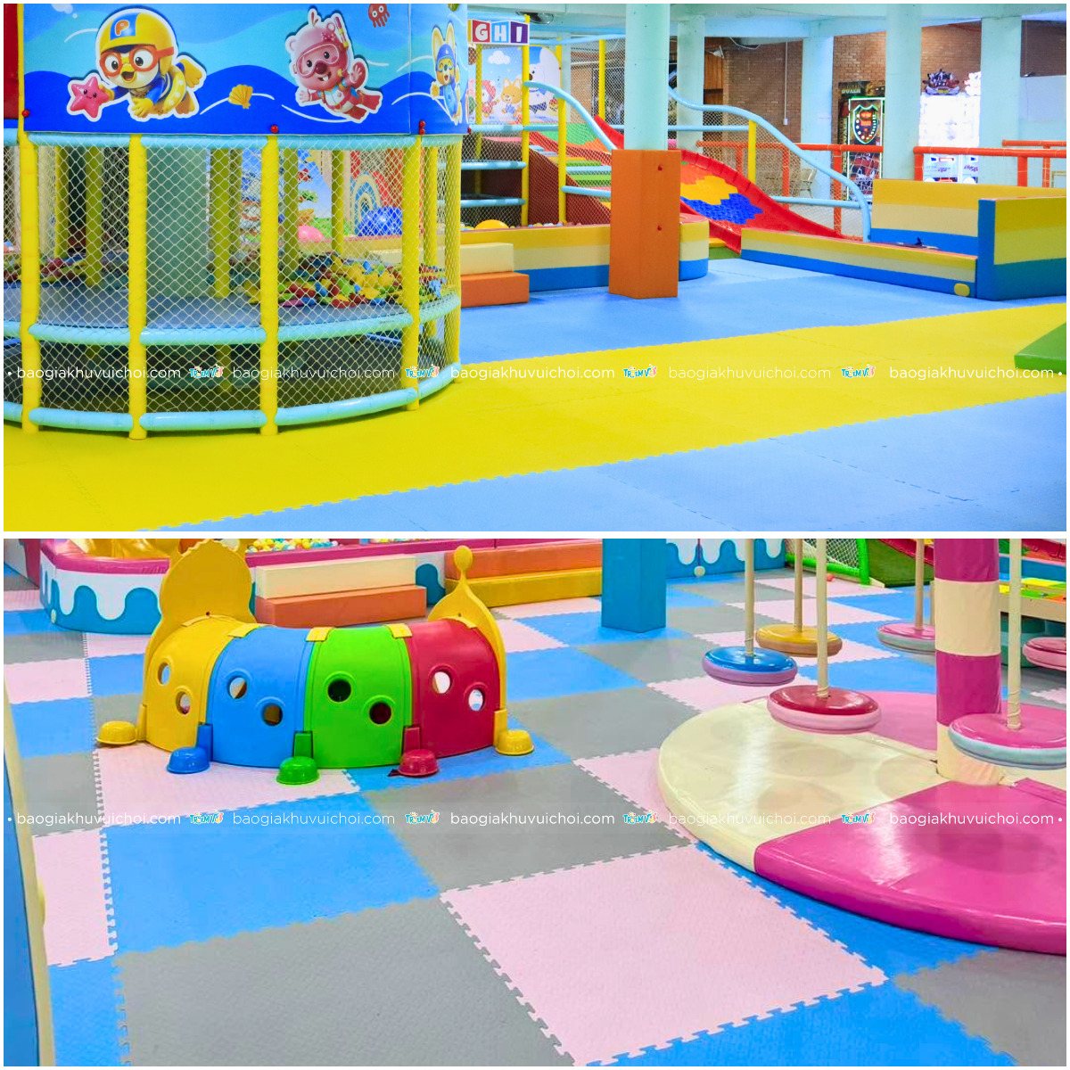 Lựa chọn đúng màu sắc thảm xốp giúp khu vui chơi trở nên tươi sáng và concept được nổi bật