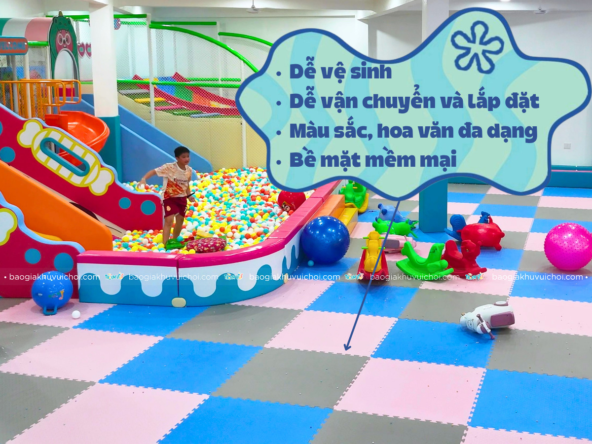 Ưu điểm của thảm xốp lót sàn khu vui chơi trẻ em