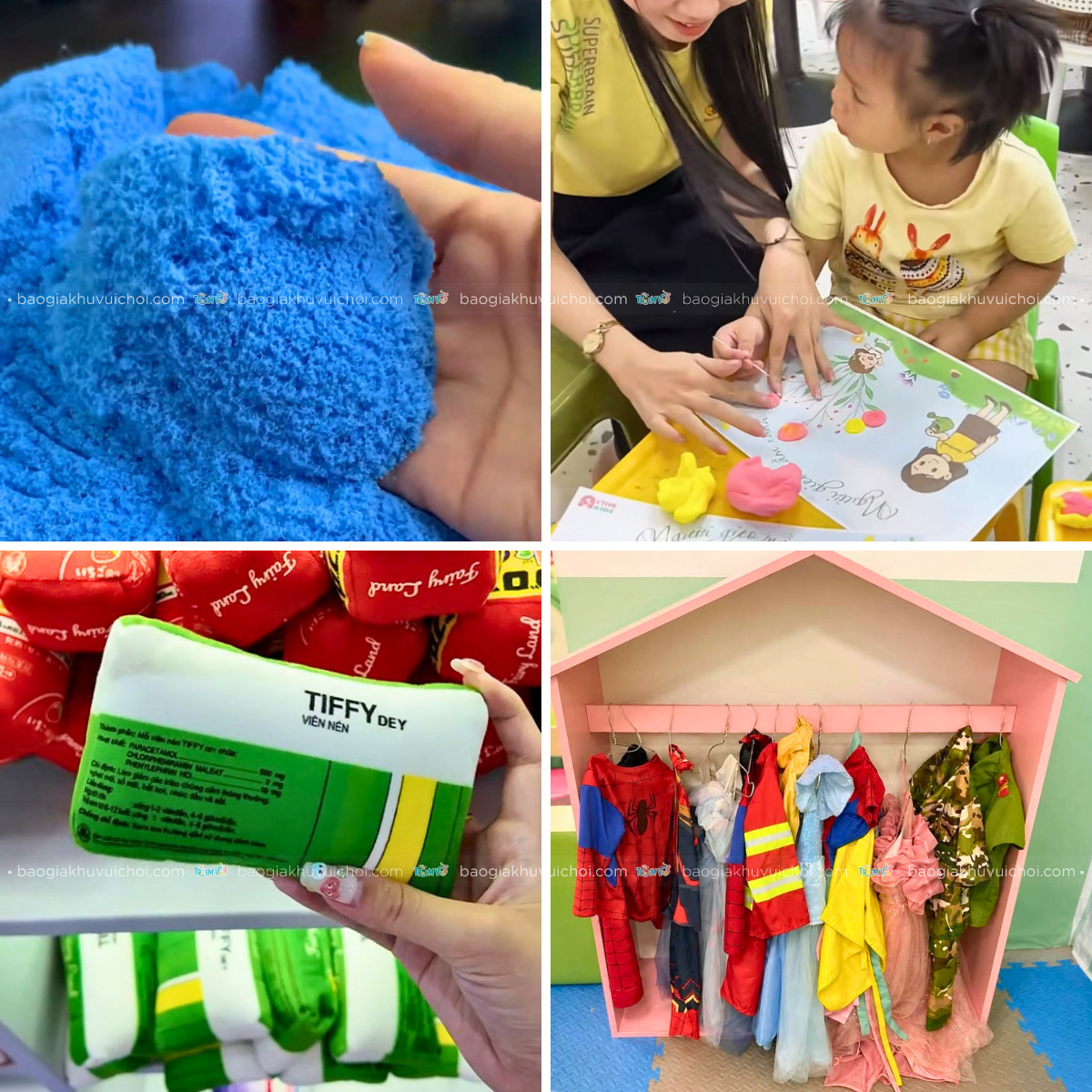 Các vật liệu đồ chơi cho trẻ khác có thể thấy tại các khu vui chơi trẻ em