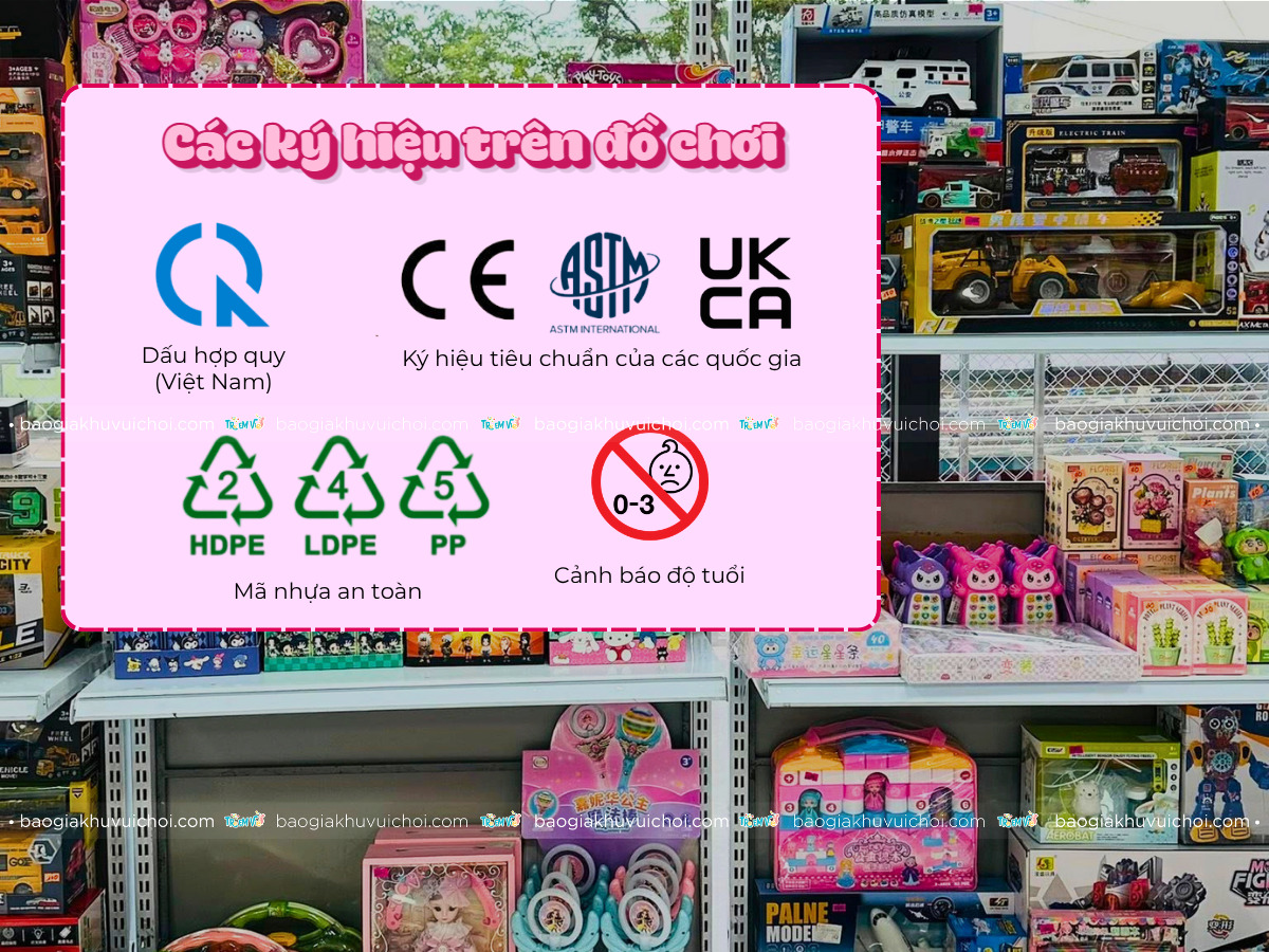 Các ký hiệu trên hộp đồ chơi cho trẻ em