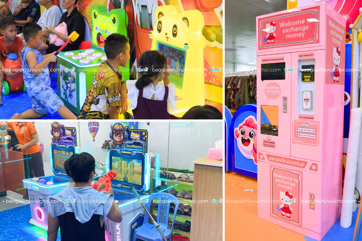 Các loại máy game và máy bán xu tự động tại khu vui chơi trẻ em