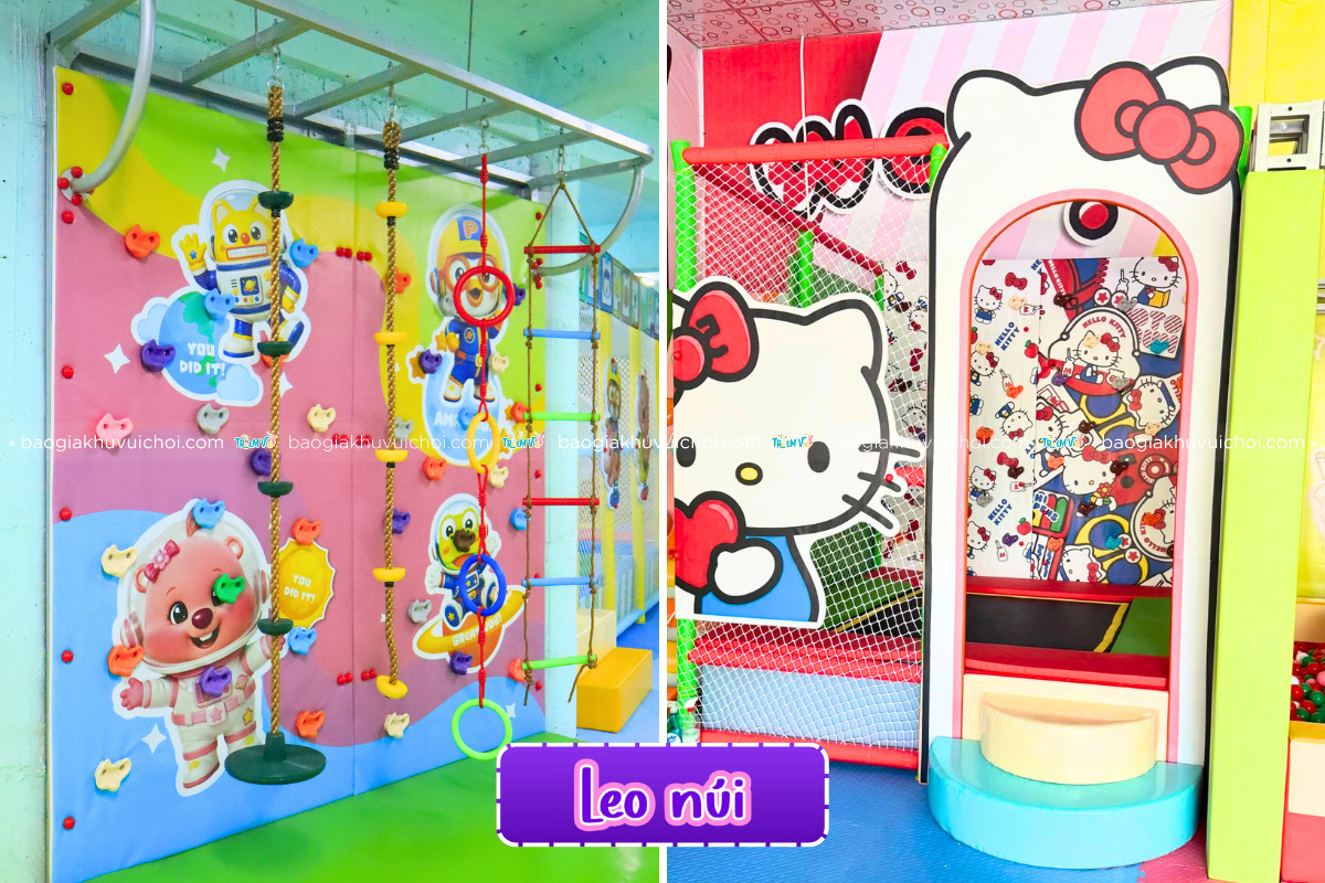 Tường leo núi cũng là một trong các trò chơi hỗ trợ phát triển chiều cao cho bé